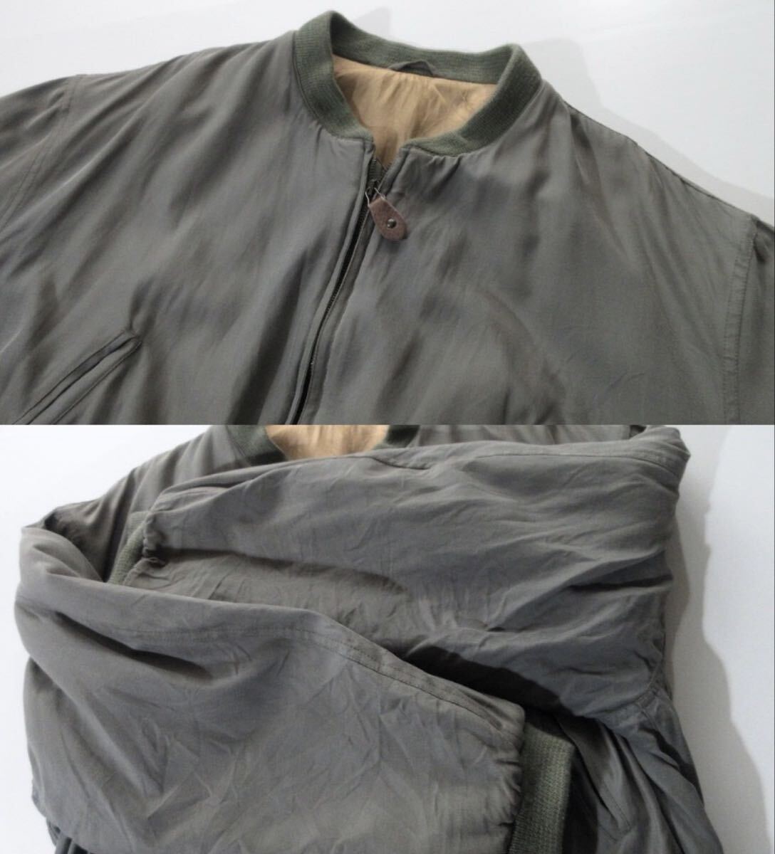 GIORGIO ARMANI ジョルジオ アルマーニ90s ボンバージャケット 50 オリーブ MADE IN ITALY MA-1タイプ フライトジャケット_画像7