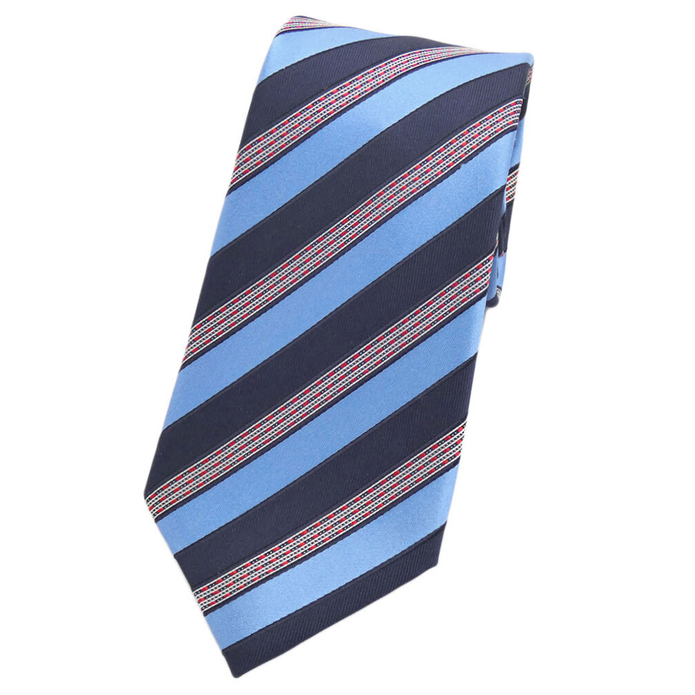  не использовался Zegna бренд галстук L me винт rudo* Zegna полоса высококлассный шелк 100% темно-синий голубой красный темно-синий синий бледно-голубой 