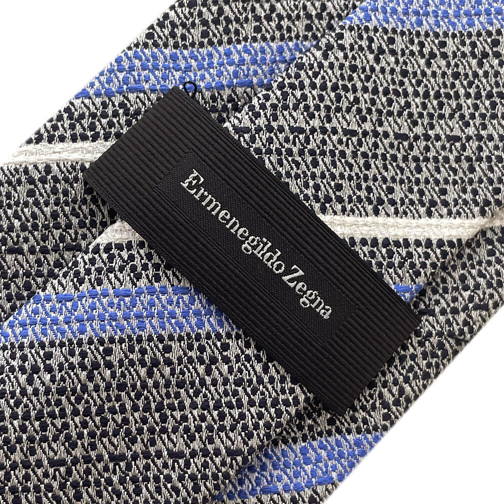 не использовался Zegna бренд галстук L me винт rudo* Zegna постоянный Thai высококлассный шелк 100% полоса черный белый чёрный белый