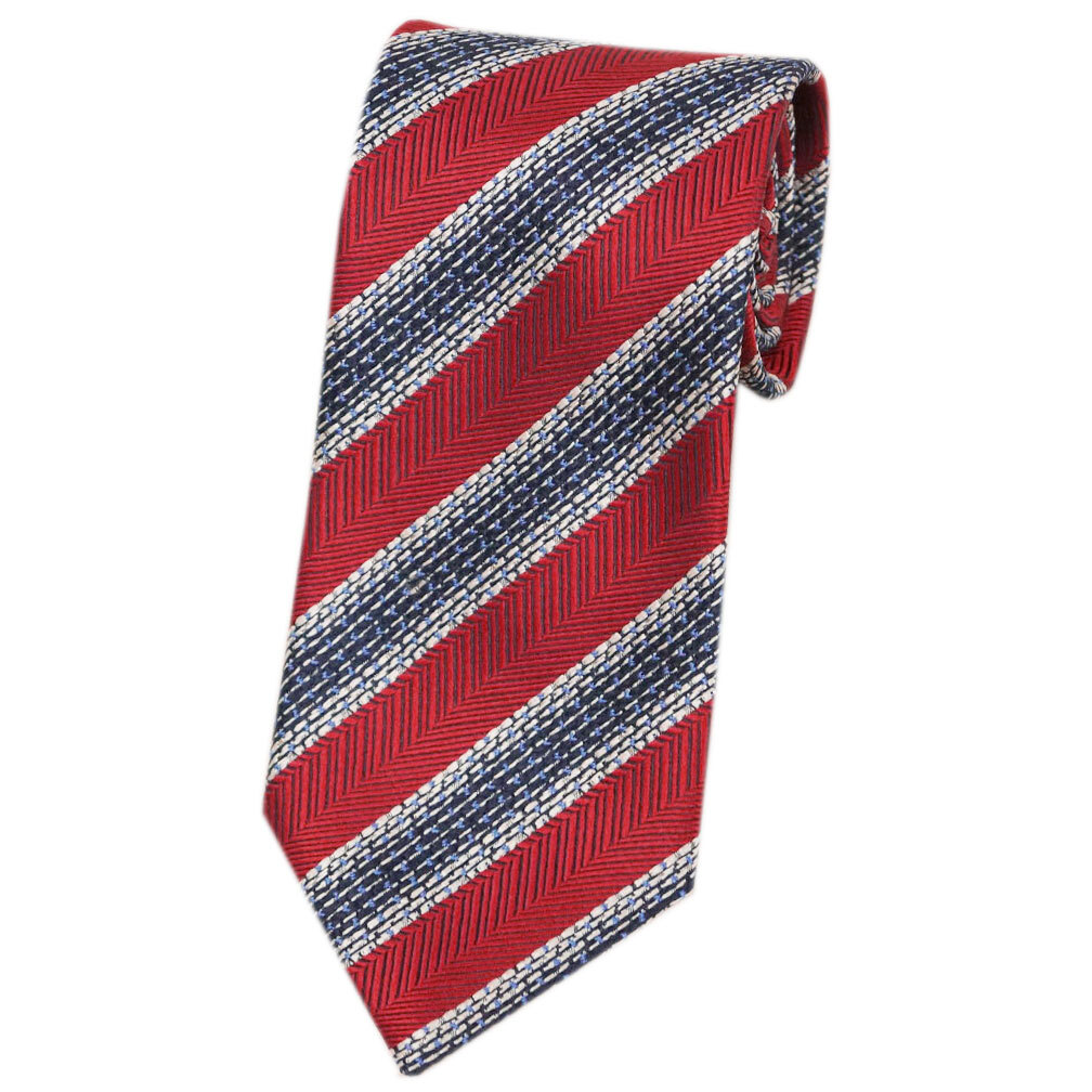  не использовался Zegna бренд галстук L me винт rudo* Zegna высококлассный шелк 100% полоса красный snow белый темно-синий красный темно-синий 