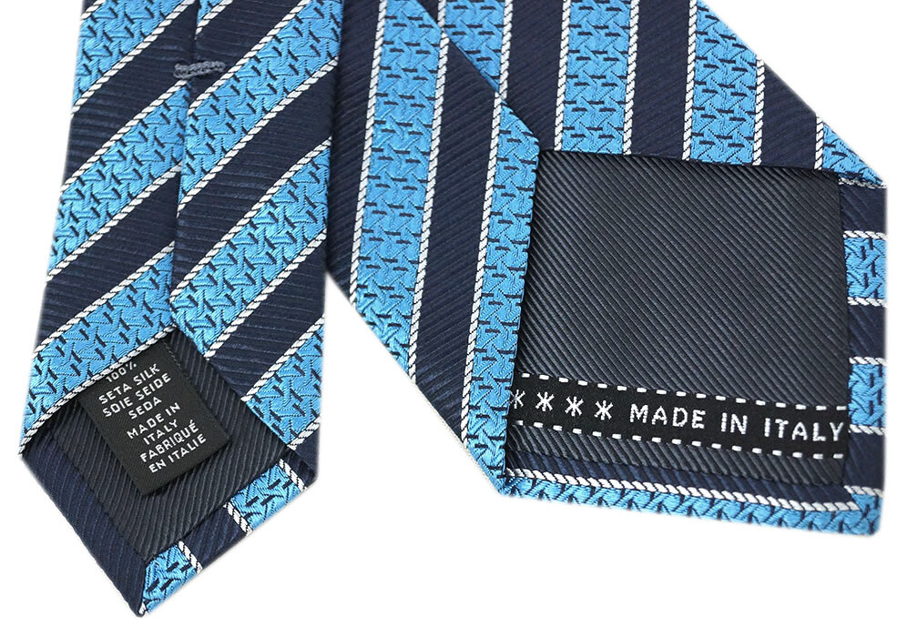 не использовался Zegna бренд галстук L me винт rudo* Zegna высококлассный шелк 100% полоса бирюзовый голубой темно-синий синий бледно-голубой темно-синий