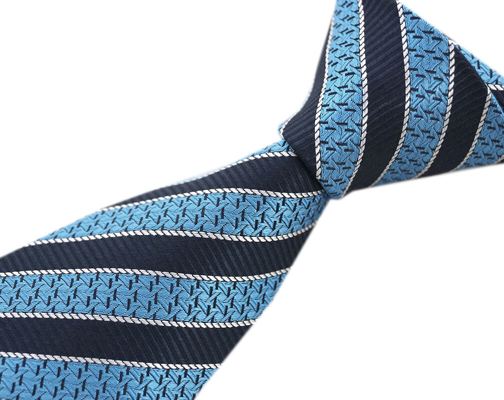 не использовался Zegna бренд галстук L me винт rudo* Zegna высококлассный шелк 100% полоса бирюзовый голубой темно-синий синий бледно-голубой темно-синий