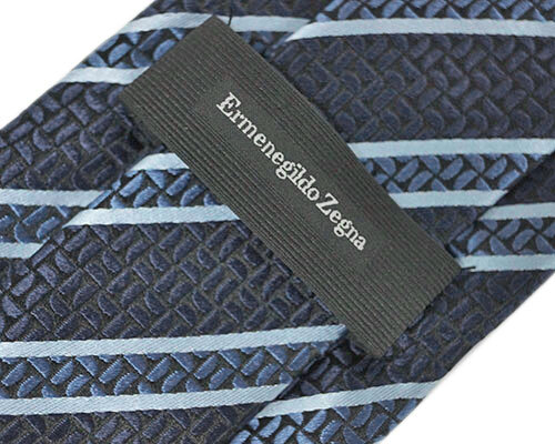 не использовался Zegna бренд галстук L me винт rudo* Zegna Zegna полоса шелк 100% высококлассный темно-синий голубой темно-синий 30064
