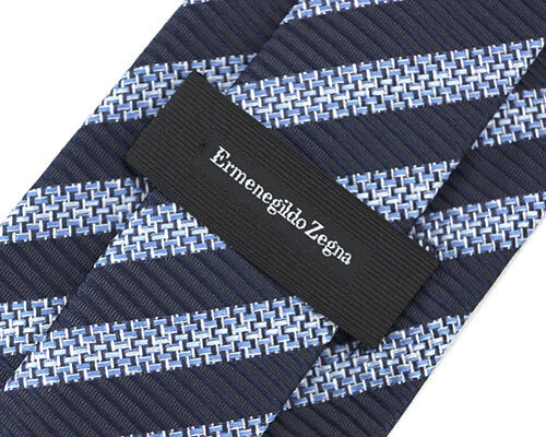 не использовался Zegna бренд галстук L me винт rudo* Zegna постоянный Thai высококлассный шелк 100% полоса темно-синий голубой темно-синий синий бледно-голубой