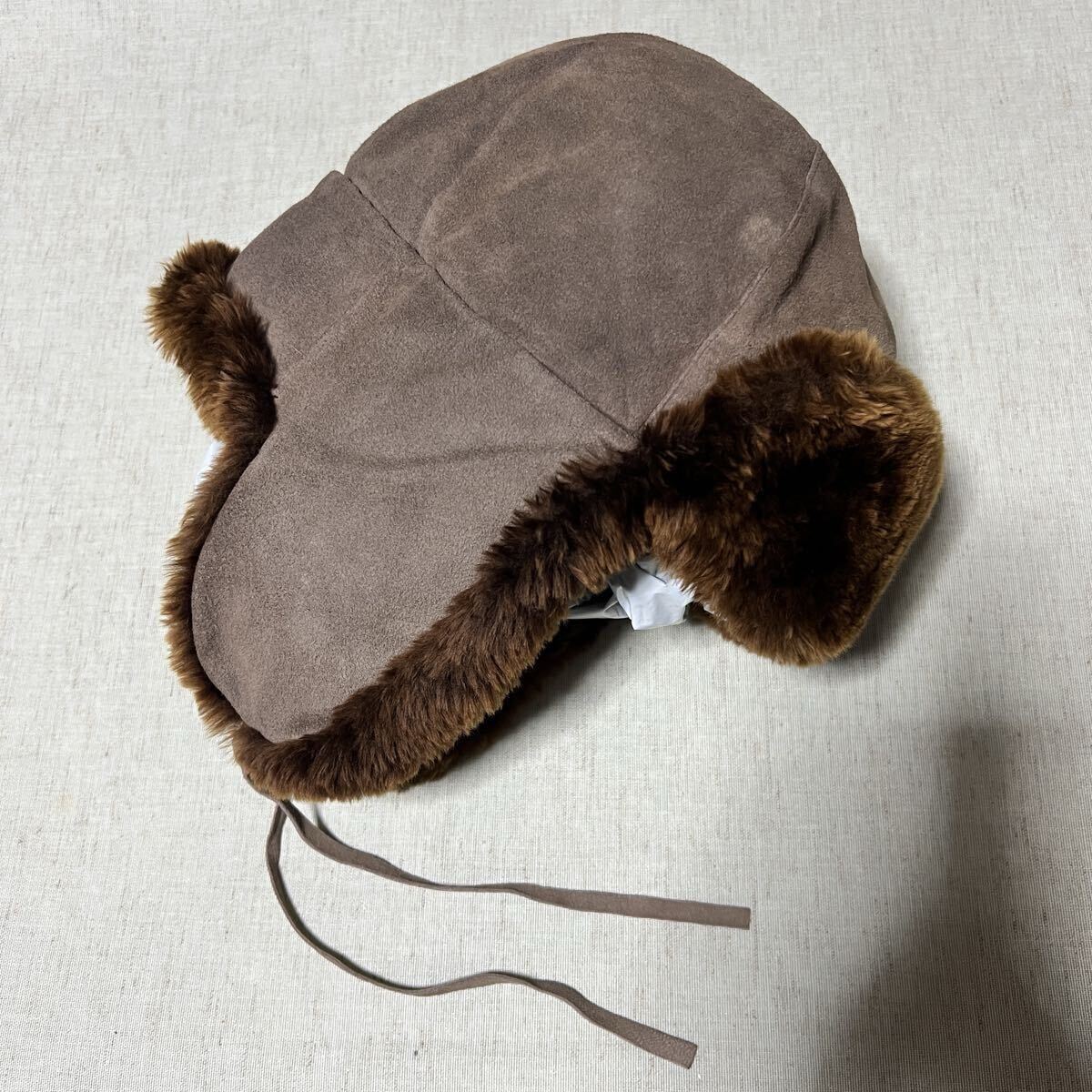 詳細不明 フライトキャップ パイロットキャップ ミリタリー フェード USA ロシア カナダ ヴィンテージ ビンテージ 古着 鹿革_画像1