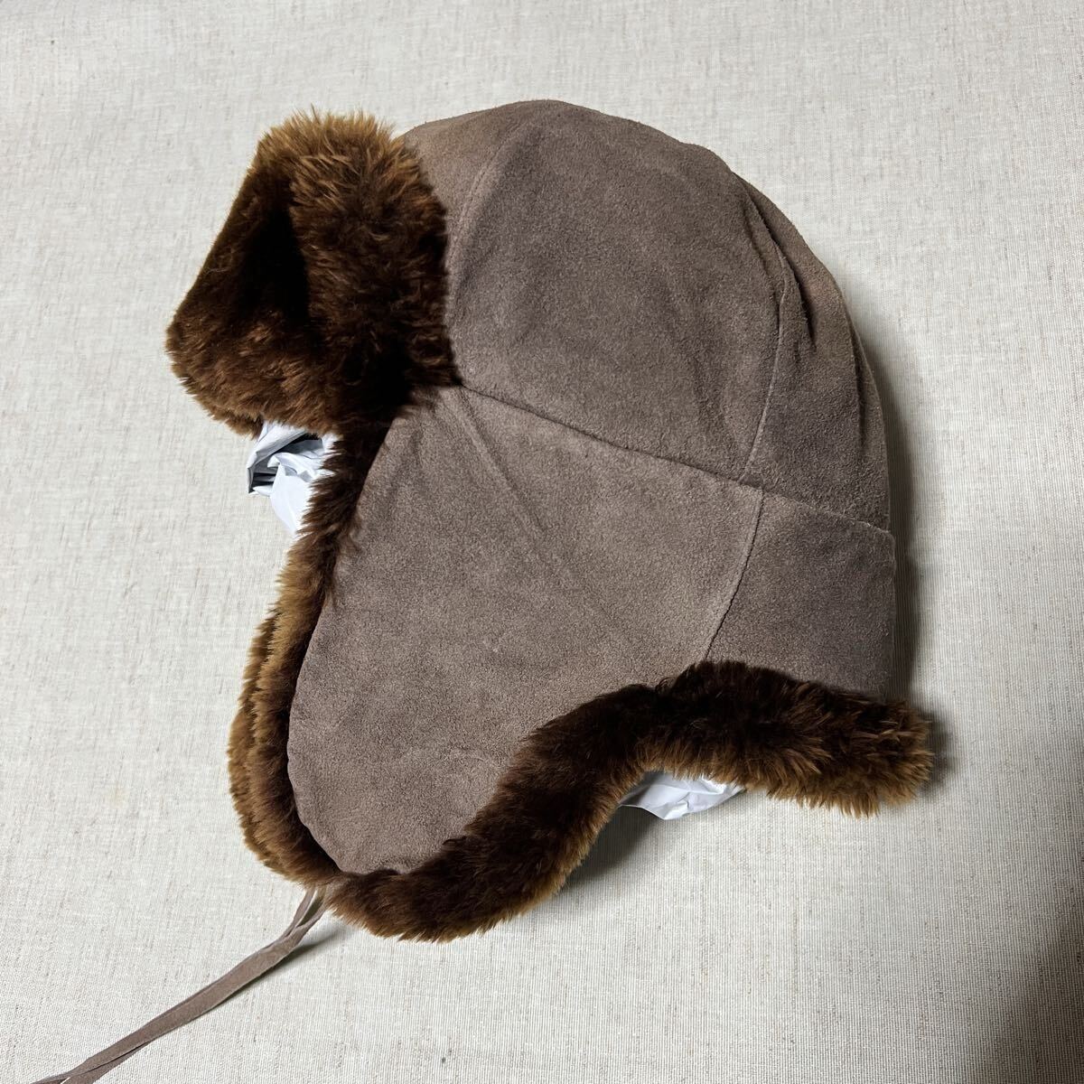 詳細不明 フライトキャップ パイロットキャップ ミリタリー フェード USA ロシア カナダ ヴィンテージ ビンテージ 古着 鹿革_画像2