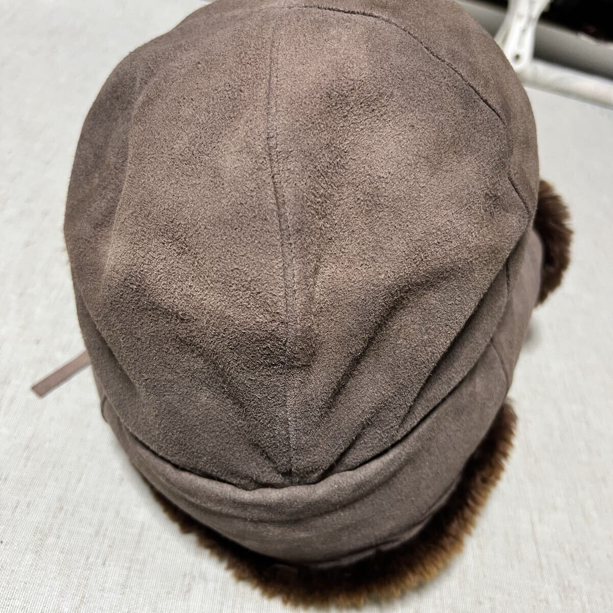 詳細不明 フライトキャップ パイロットキャップ ミリタリー フェード USA ロシア カナダ ヴィンテージ ビンテージ 古着 鹿革_画像3