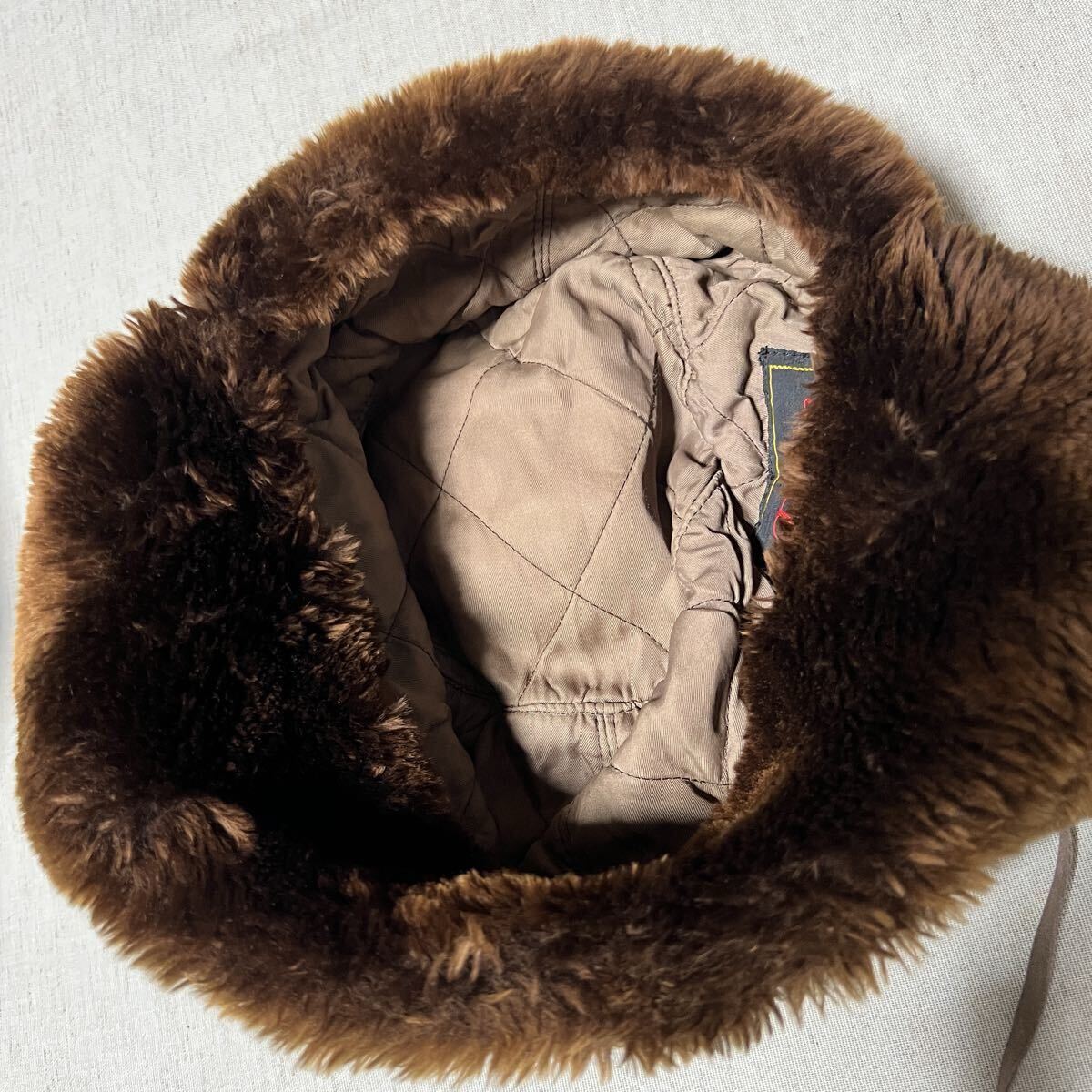 詳細不明 フライトキャップ パイロットキャップ ミリタリー フェード USA ロシア カナダ ヴィンテージ ビンテージ 古着 鹿革_画像6