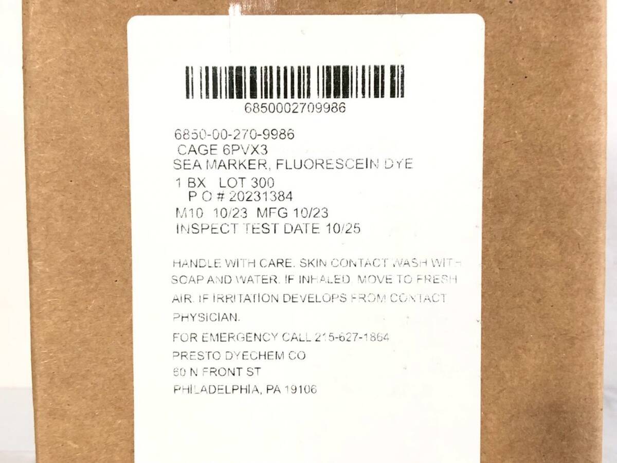 #【米軍放出品】未使用品 海上用染料マーカー 海上救難用シーダイマーカー 12個 救助 レスキュー Presto Dyechem (60)☆CK23I#25_画像8