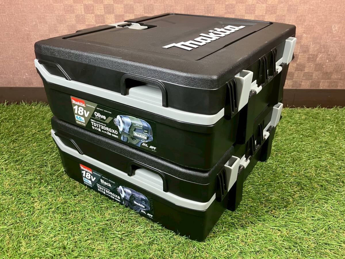 【新品未開封】makita マキタ 充電式インパクトドライバ TD173DRGXO/B オリーブ ブラック 充電器＋純正バッテリ2個 2台【2072K-239/40】_画像2