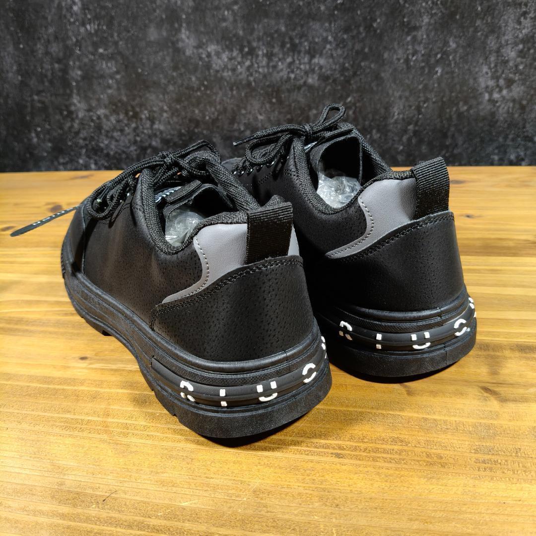 26.5cm/42メンズスニーカーシューズブラックストリートカジュアル合皮タグ靴_画像4