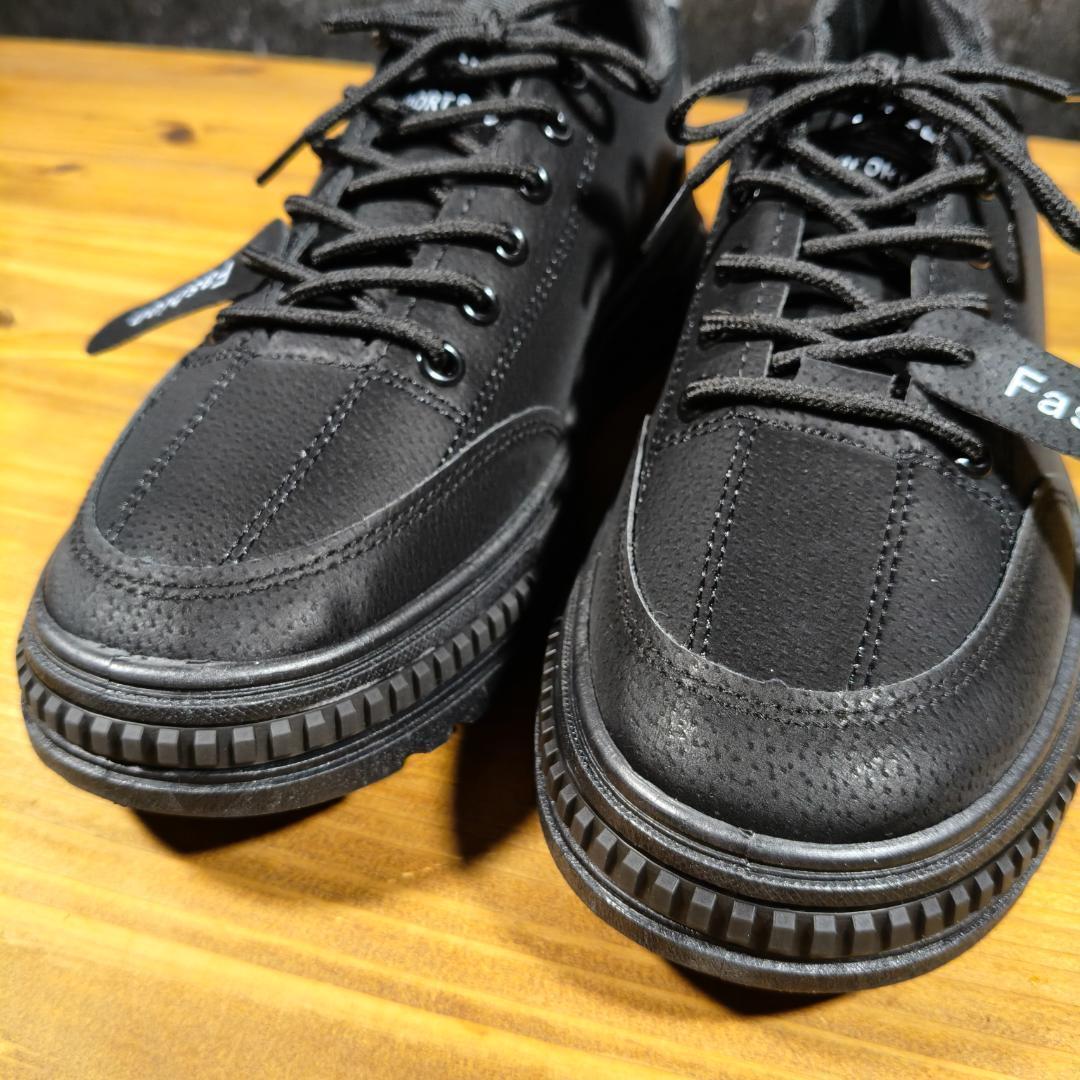 26.5cm/42メンズスニーカーシューズブラックストリートカジュアル合皮タグ靴_画像7