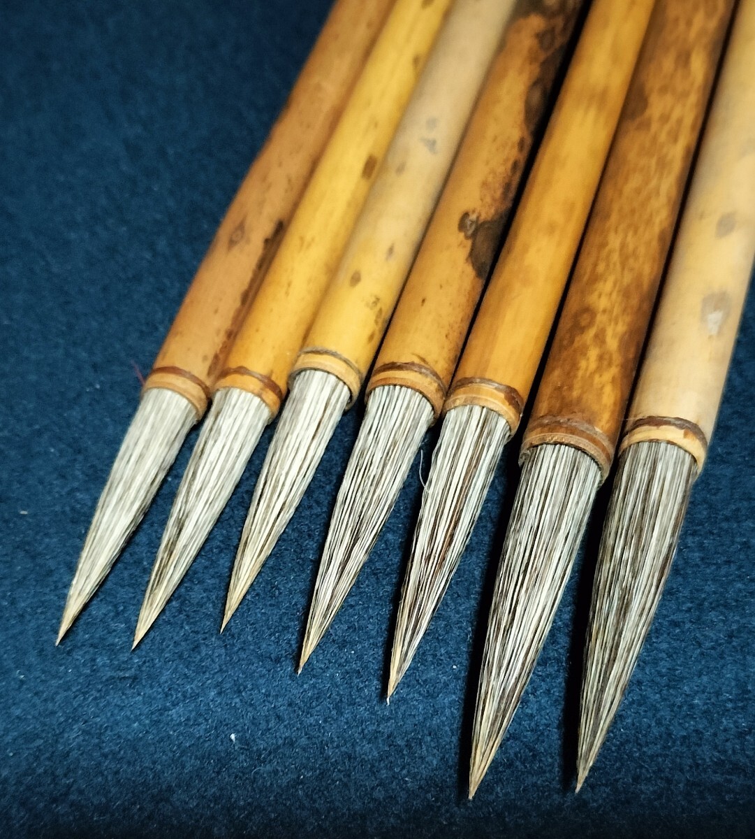[未使用品] 山馬筆 7本 箱付き 上海工藝 火炬牌 小山馬 中山馬 大山馬 中国筆 上海工芸 唐筆 中国 美術 書道 筆 文房具 馬毛 書畫 極美品_画像10