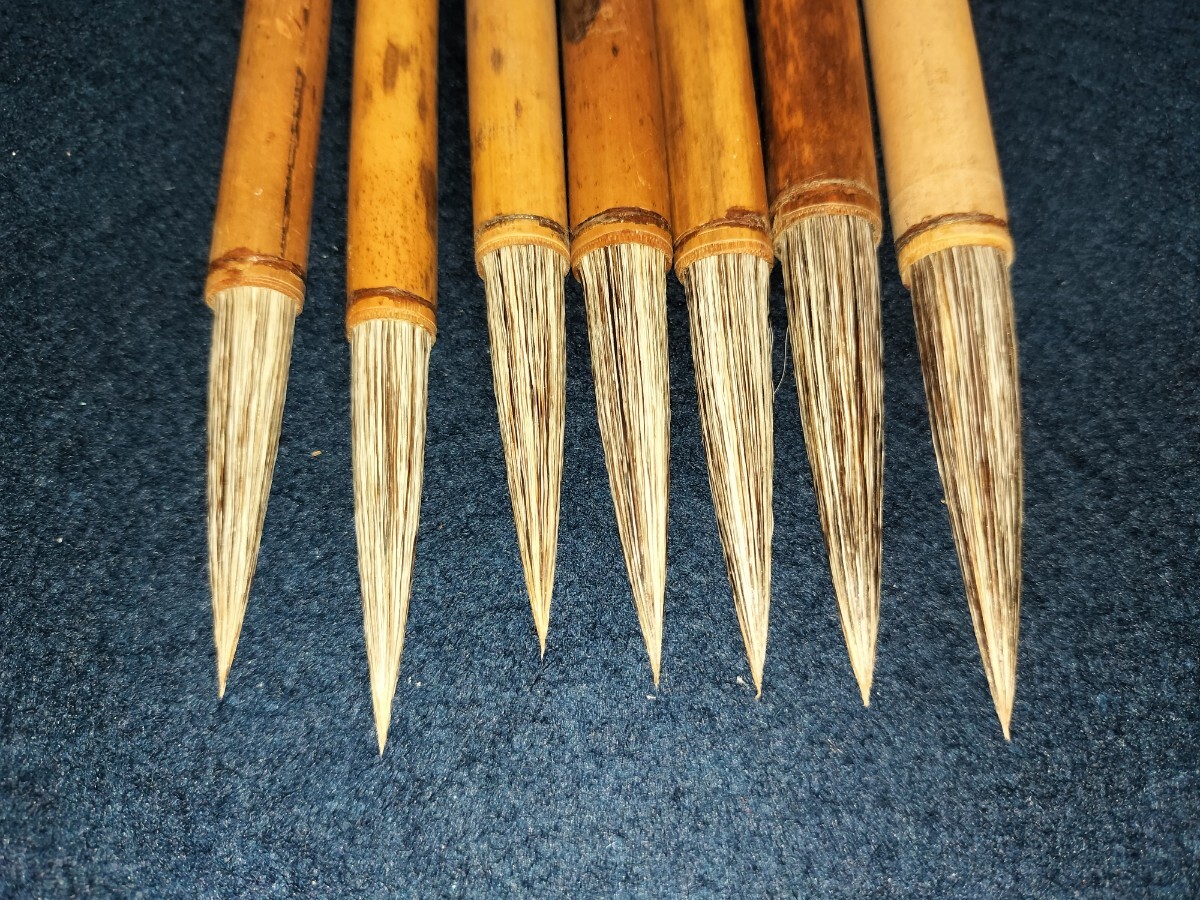 [未使用品] 山馬筆 7本 箱付き 上海工藝 火炬牌 小山馬 中山馬 大山馬 中国筆 上海工芸 唐筆 中国 美術 書道 筆 文房具 馬毛 書畫 極美品_画像6