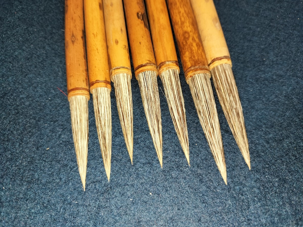 [未使用品] 山馬筆 7本 箱付き 上海工藝 火炬牌 小山馬 中山馬 大山馬 中国筆 上海工芸 唐筆 中国 美術 書道 筆 文房具 馬毛 書畫 極美品_画像8