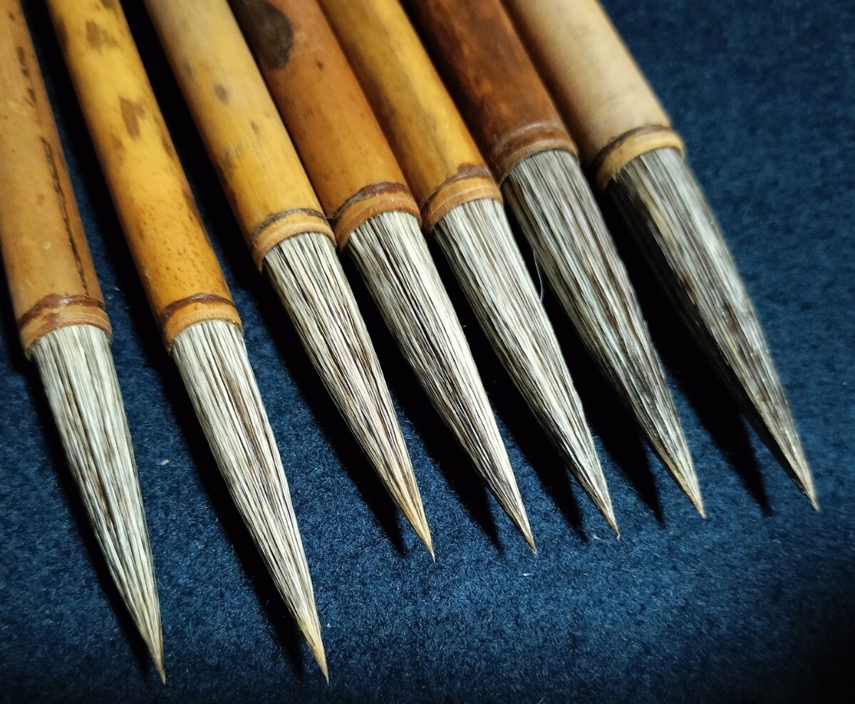 [未使用品] 山馬筆 7本 箱付き 上海工藝 火炬牌 小山馬 中山馬 大山馬 中国筆 上海工芸 唐筆 中国 美術 書道 筆 文房具 馬毛 書畫 極美品_画像9