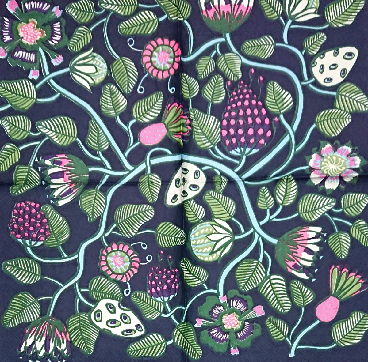 【即決】【難有り・しわ】ペーパーナプキンバラ売り1枚から ランチサイズ【マリメッコ】TIARA ブルー_画像2