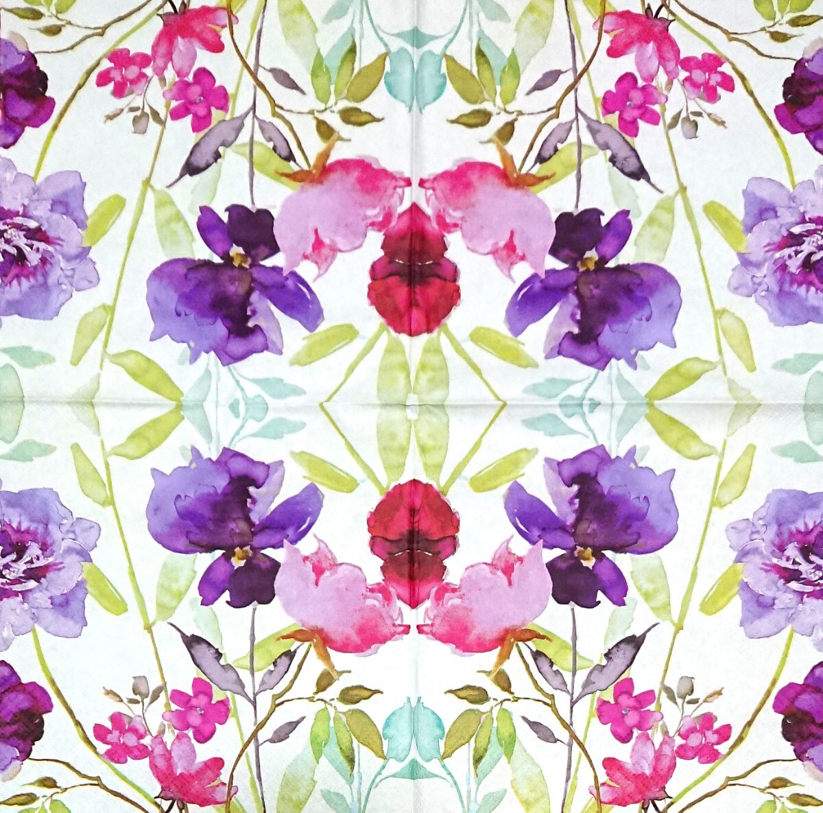 【即決】ペーパーナプキンバラ売り1枚から ランチサイズ 水彩タッチのpurple flower_画像2