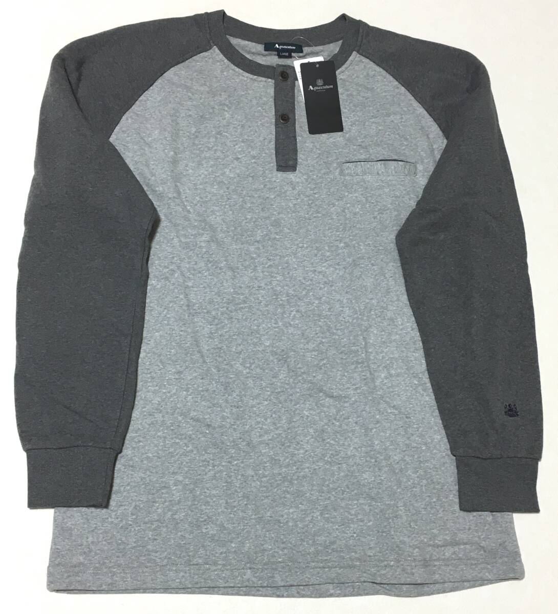 Aquascutum 長袖 ヘンリーシャツ L アクアスキュータム 定価9.900円_画像2