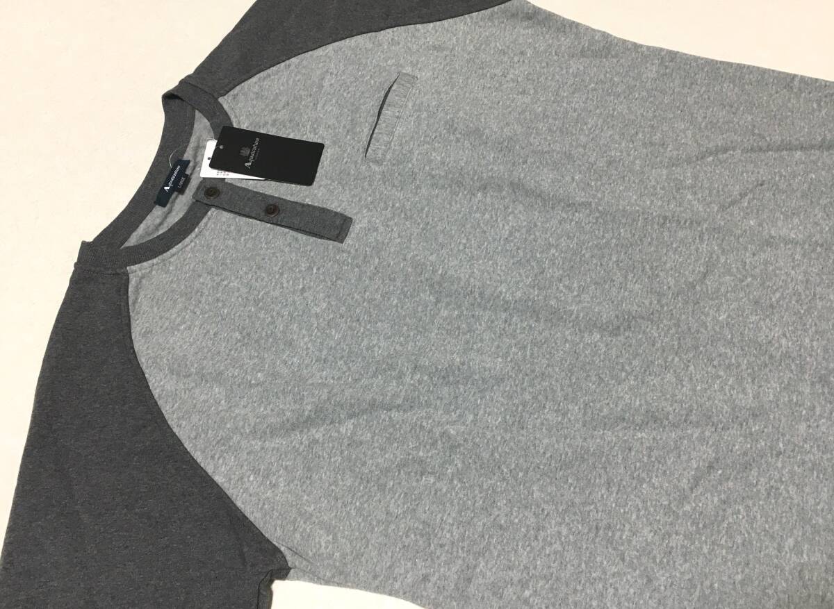 Aquascutum 長袖 ヘンリーシャツ L アクアスキュータム 定価9.900円_画像3