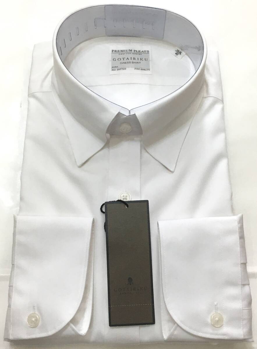 gotairiku 五大陸　PREMIUMPLEATS 長袖スナップダウンシャツ 綿100％　40 L　オンワード　定価15.400円_画像1
