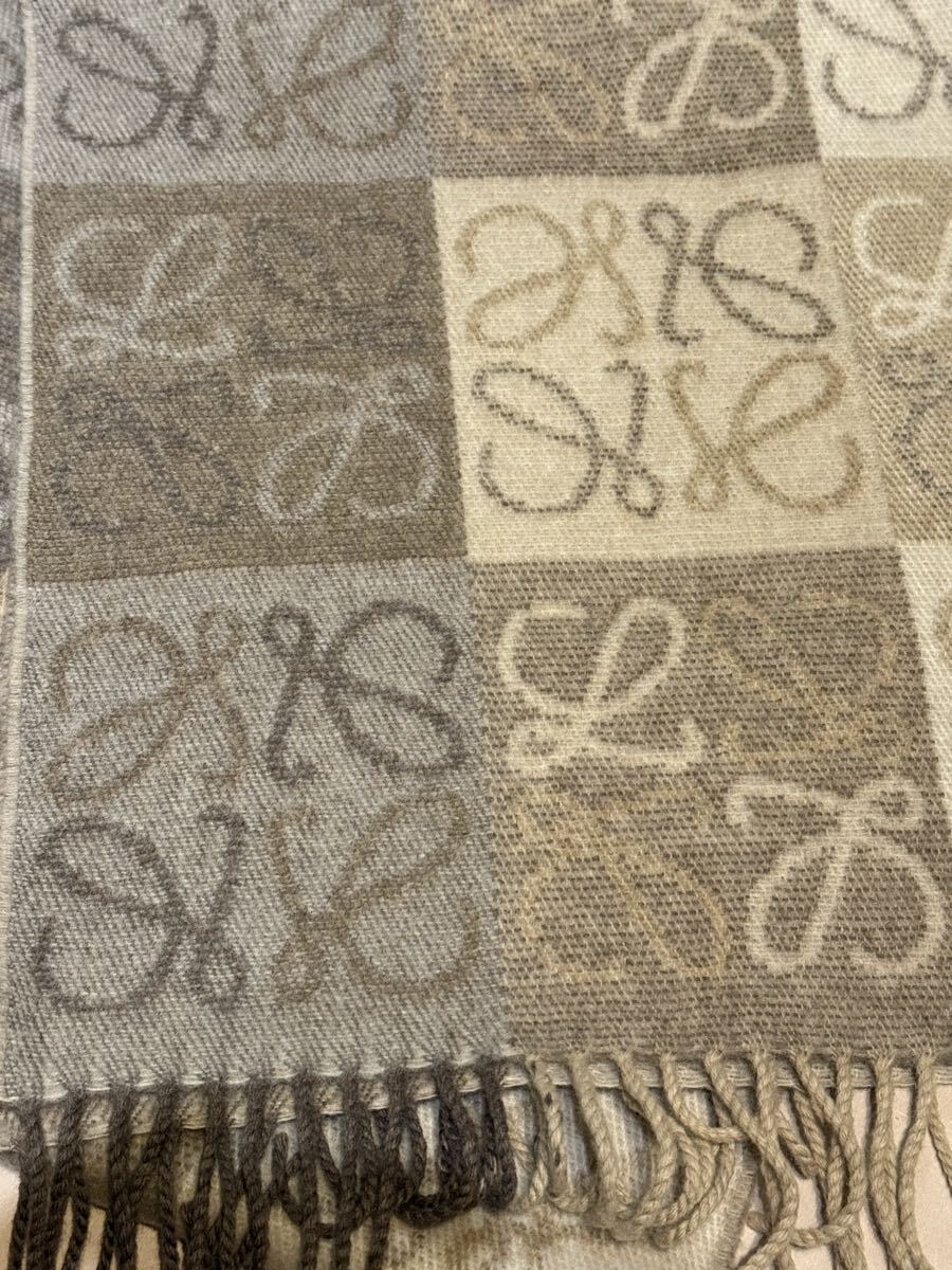 LOEWE ロエベ ウール カシミヤ アナグラム マフラー ベージュ_画像2