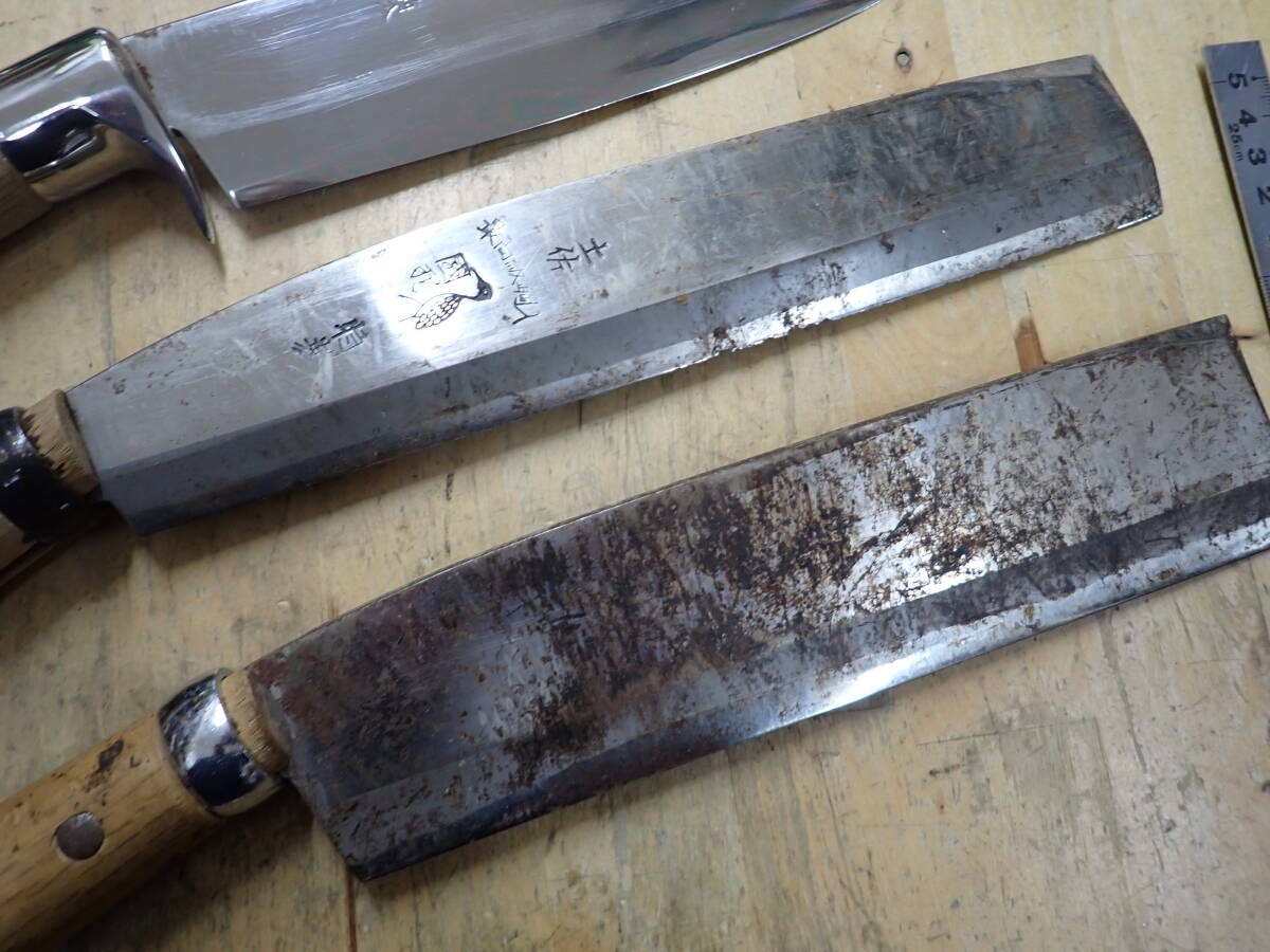 『C24G』鉈・剣鉈　3本（3点）まとめてセット 和式ナイフ シースナイフ 土佐 広告 青入り/　土佐 國利 /青入り_画像3