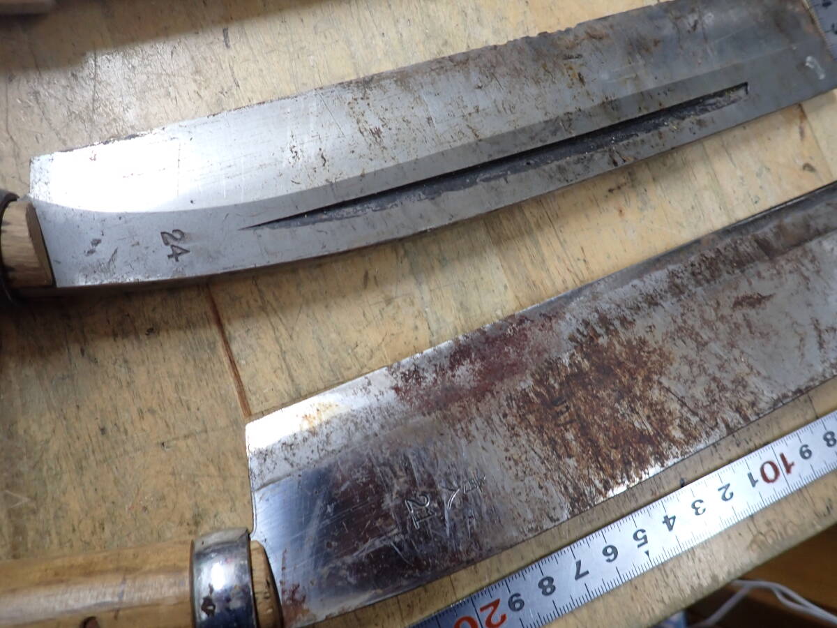 『C24G』鉈・剣鉈　3本（3点）まとめてセット 和式ナイフ シースナイフ 土佐 広告 青入り/　土佐 國利 /青入り_画像9