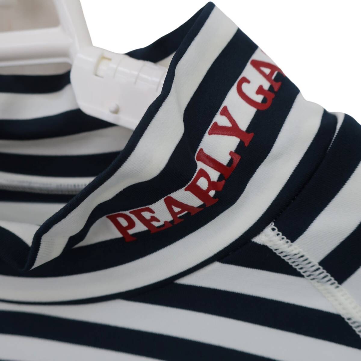 PEARLY GATES(パーリーゲイツ) ハイネックシャツ 白ネイビーボーダー メンズ 5 053-266180 ゴルフウェア 2510-0800 中古_画像2