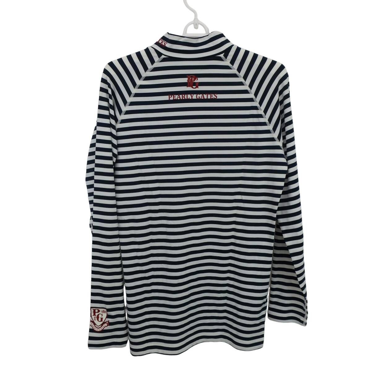 PEARLY GATES(パーリーゲイツ) ハイネックシャツ 白ネイビーボーダー メンズ 5 053-266180 ゴルフウェア 2510-0800 中古_画像4