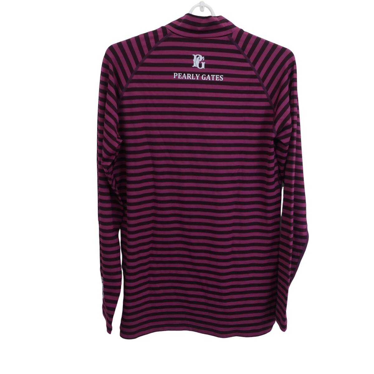 【美品】PEARLY GATES(パーリーゲイツ) ハイネックシャツ 紫ボーダー メンズ 5 053-266180 ゴルフウェア 2510-0803 中古_画像5