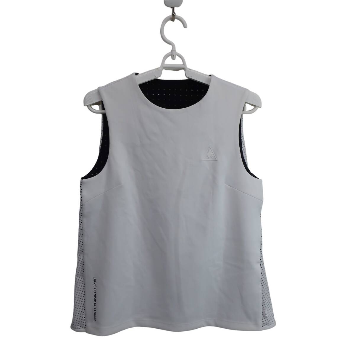 【美品】le coq sportif(ルコックスポルティフ) ベスト 白黒 レディース L ゴルフウェア 2510-1078 中古_画像1