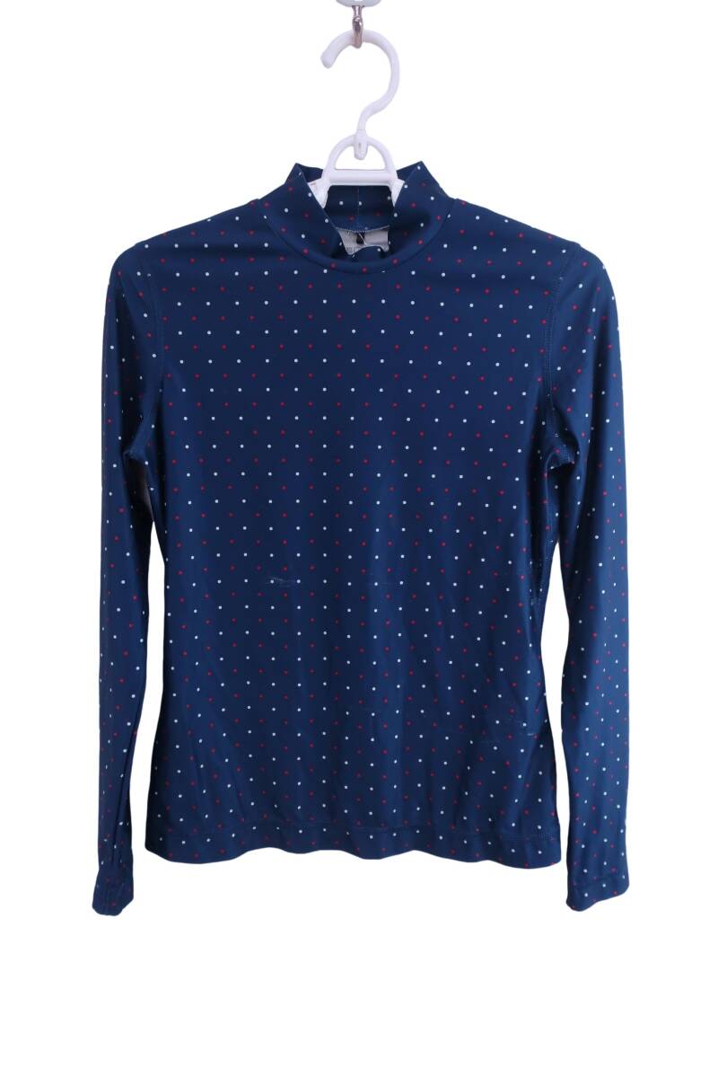 【40%オフ】NIKE GOLF(ナイキゴルフ) 長袖ハイネックシャツ ネイビー水玉柄 レディース S ゴルフ用品 2409-0604 中古_画像1