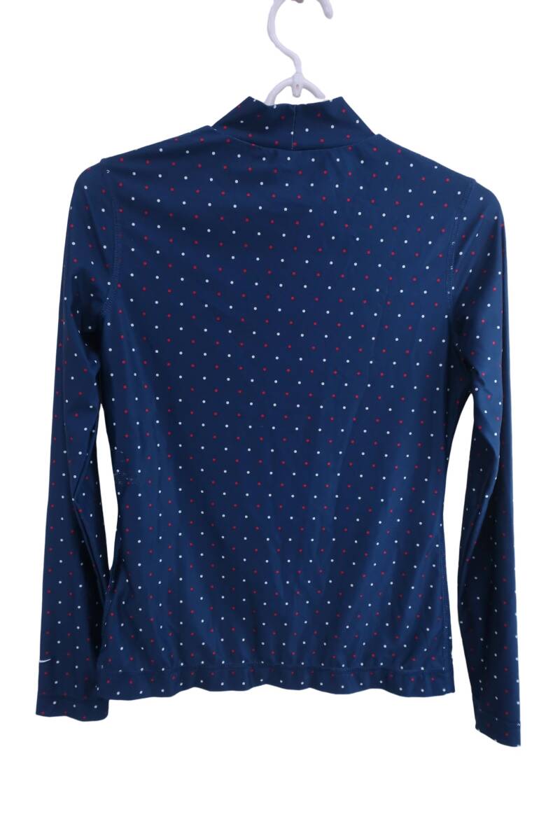【40%オフ】NIKE GOLF(ナイキゴルフ) 長袖ハイネックシャツ ネイビー水玉柄 レディース S ゴルフ用品 2409-0604 中古_画像6