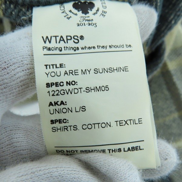 ☆WTAPS/ダブルタップス YOU ARE MY SUNSHINE UNION L/S チェック柄 長袖 ネルシャツ 122GWDT-SHM05 /L /000_画像4
