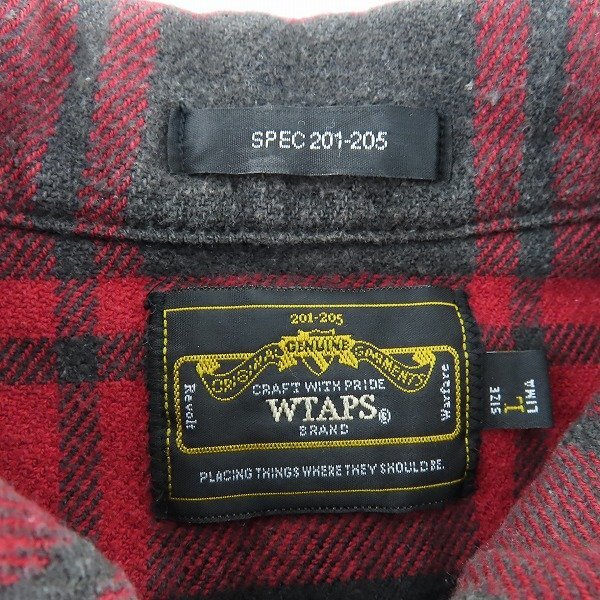 ☆WTAPS/ダブルタップス WAY OF LIFE UNION L/S チェック柄 長袖 ネルシャツ 112GWDT-SHM02 /L /000_画像3