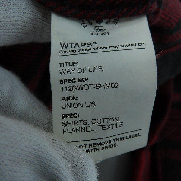 ☆WTAPS/ダブルタップス WAY OF LIFE UNION L/S チェック柄 長袖 ネルシャツ 112GWDT-SHM02 /L /000_画像4
