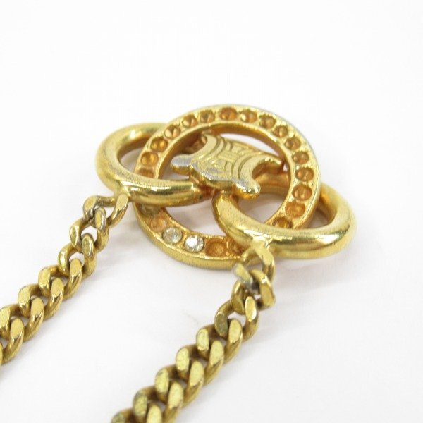 CELINE/セリーヌ トリオンフ ラインストーン ネックレス ゴールドカラー /UPK_画像4