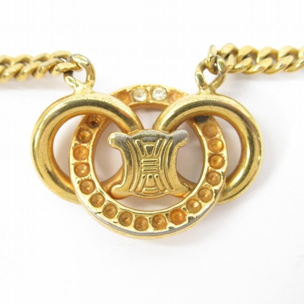 CELINE/セリーヌ トリオンフ ラインストーン ネックレス ゴールドカラー /UPK_画像2