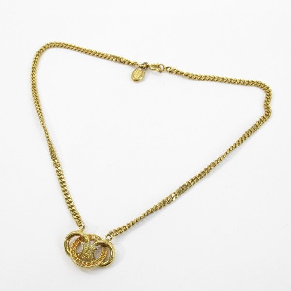 CELINE/セリーヌ トリオンフ ラインストーン ネックレス ゴールドカラー /UPK_画像10