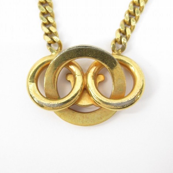 CELINE/セリーヌ トリオンフ ラインストーン ネックレス ゴールドカラー /UPK_画像3