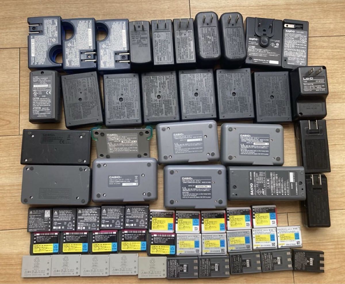 キヤノン、オリンパス、SONY他：デジカメ・ビデオ・音楽Player充電器、バッテリー【約58個、ジャンク扱い】_画像6