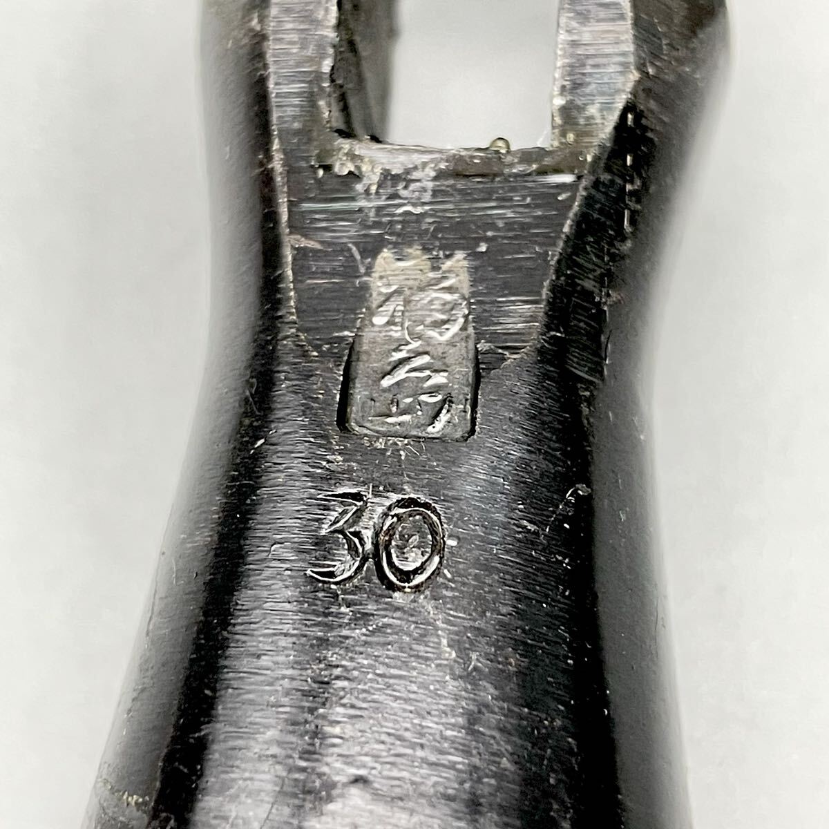 [新品 未使用品] 播州三木 福島 下腹槌 頭 30mm 約280g 玄能 金槌 大工 道具 工具 玄翁 先切 舟手 片口 ハンマー 職人 希少 金物屋 在庫品_画像2