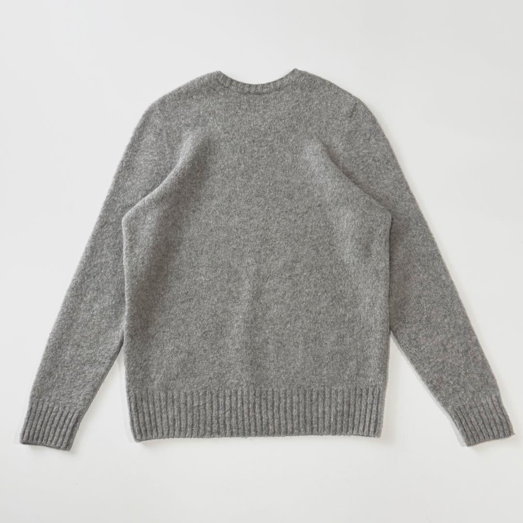 Drumohr ドルモア クルーネック ウール ブークレ ニット 46 グレー ミドルゲージ セーター プルオーバー メンズ イタリア製 長袖 厚手_画像2