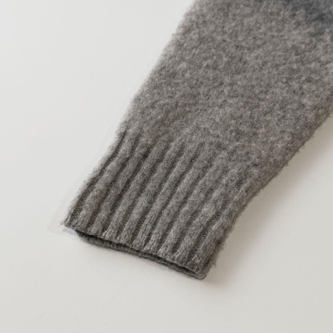 Drumohr ドルモア クルーネック ウール ブークレ ニット 46 グレー ミドルゲージ セーター プルオーバー メンズ イタリア製 長袖 厚手_画像6