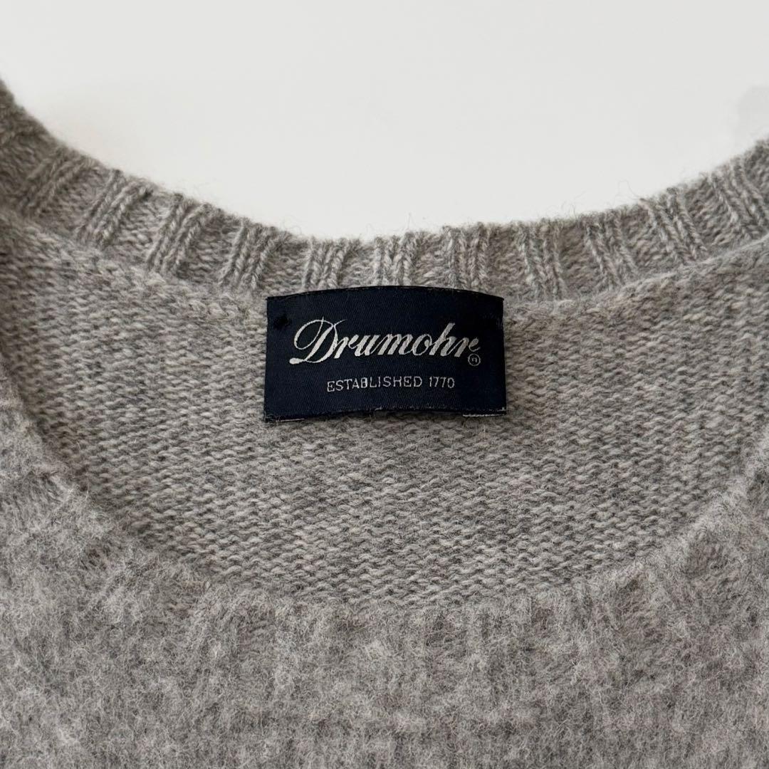 Drumohr ドルモア クルーネック ウール ブークレ ニット 46 グレー ミドルゲージ セーター プルオーバー メンズ イタリア製 長袖 厚手_画像8