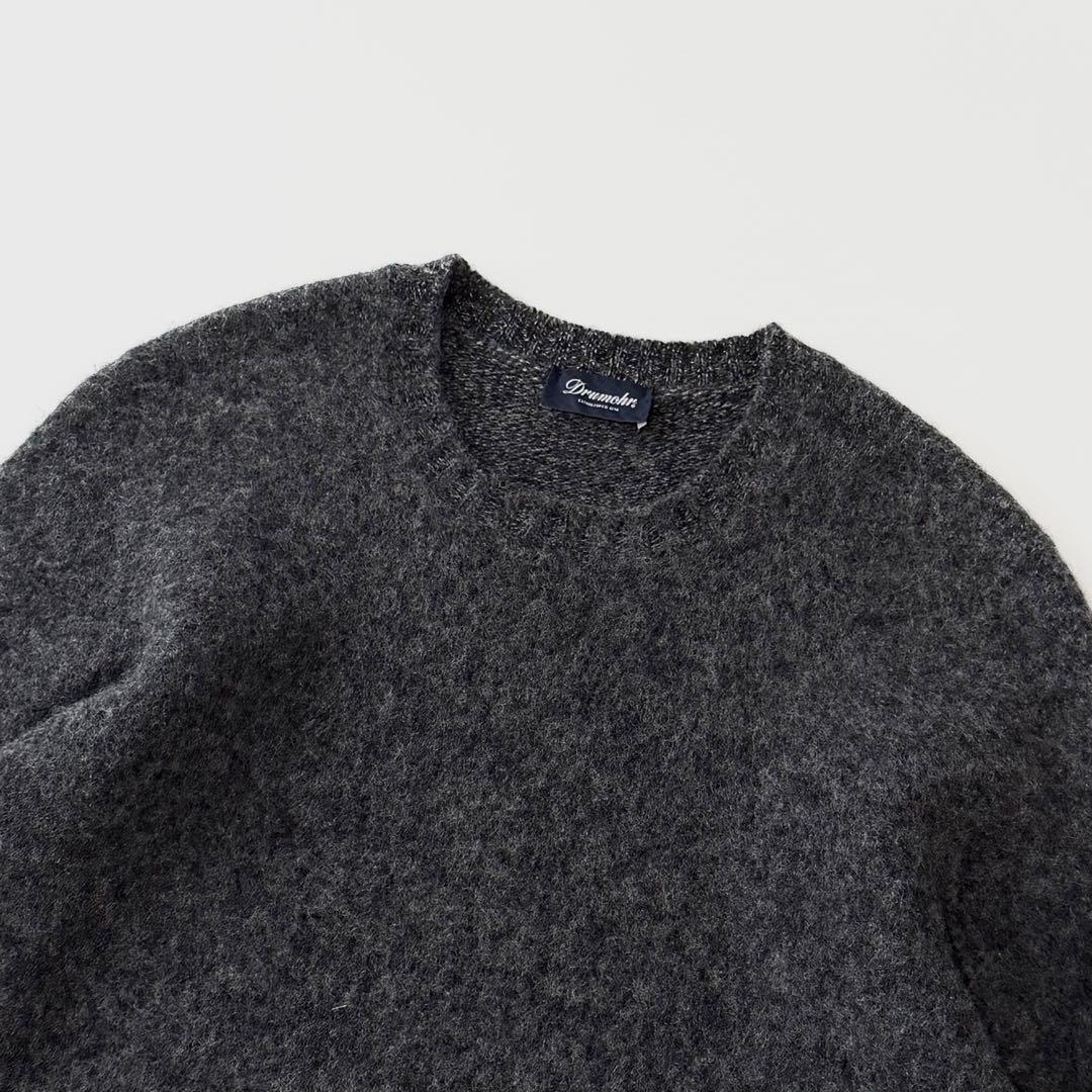 Drumohr ドルモア クルーネック ウール ブークレ ニット グレー 46 ミドルゲージ セーター プルオーバー メンズ イタリア製 長袖 厚手_画像3