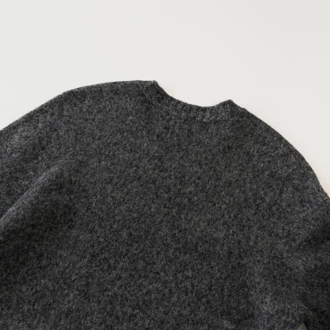 Drumohr ドルモア クルーネック ウール ブークレ ニット グレー 46 ミドルゲージ セーター プルオーバー メンズ イタリア製 長袖 厚手_画像4