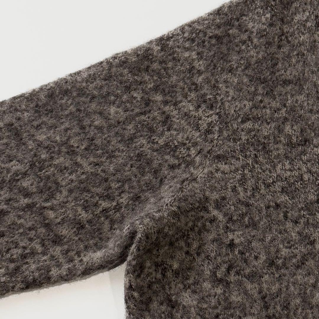 Drumohr ドルモア クルーネック ウール ブークレ ニット 46 ブラウン ミドルゲージ セーター プルオーバー メンズ イタリア製 長袖 厚手_画像5