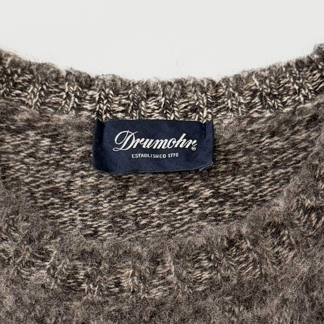 Drumohr ドルモア クルーネック ウール ブークレ ニット 46 ブラウン ミドルゲージ セーター プルオーバー メンズ イタリア製 長袖 厚手_画像8